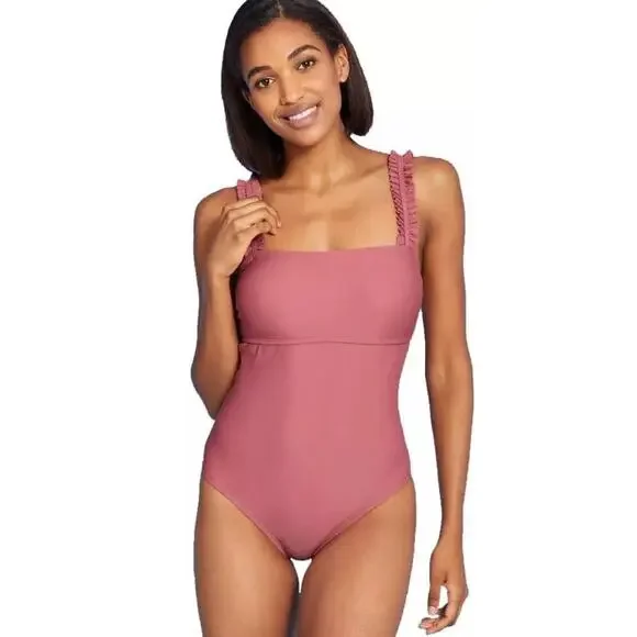 Kona Sol Pink One Piece Swimsuit with Ruffles