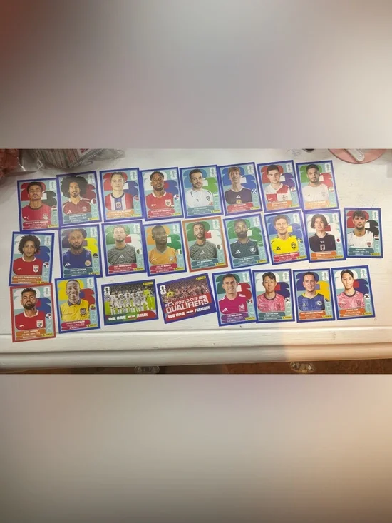 Panini Soccer Player Sticker Set - Blue, Red, Green, Yellow
