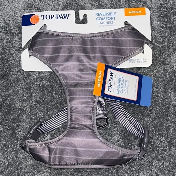 Dog Harness Top Paw Reversible Comfort in Gray stripes NWT