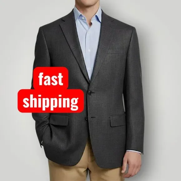 RALPH LAUREN Men’s Blazer 42R Sport Coat 2-Button Jacket Brown Wool Plaid