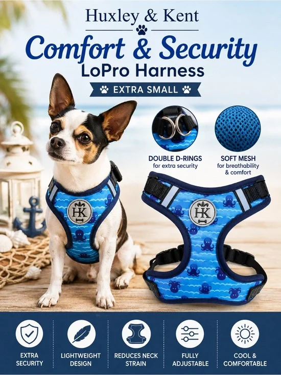 Blue Soft Mesh LoPro Dog Harness - Extra Small