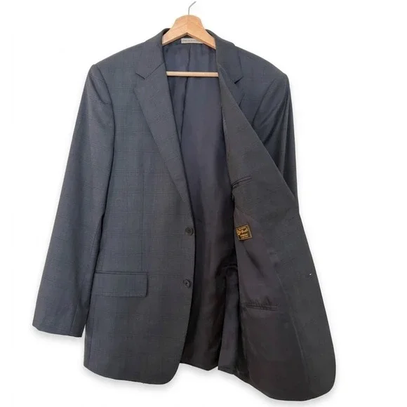 Sarar Loro Piana Blazer 40R Men Gray Glen Plaid Super 130s Wool Sport Coat Italy