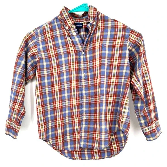 Ralph‎ Lauren size 5 Long Sleeve button up shirt plaid blue red yellow white