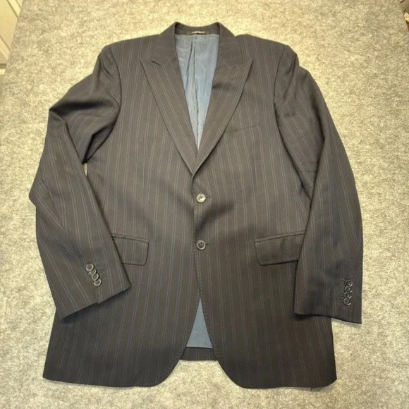 Dolce & Gabbana Suit Jacket Mens 52 (L) Pinstripe Virgin Wool Navy Blue Blazer
