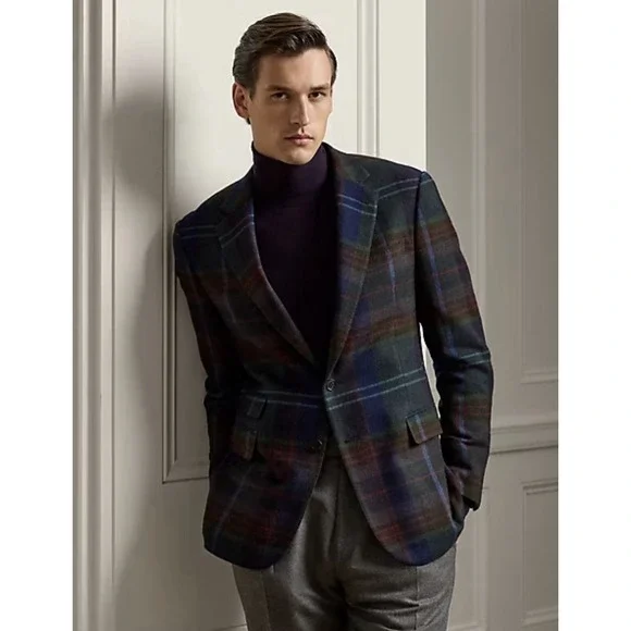 Ralph Lauren Purple Label Kent Hand Tailored Jacket Men 42R Wool Plaid NWT $2500