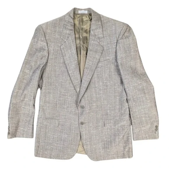 Leishman Mens 41R Wool Blend Blazer Grey Brown Pinstripe Sport Coat Canada