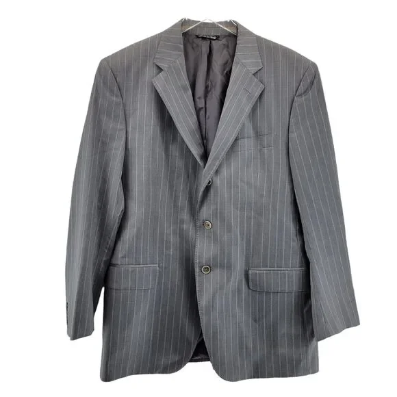 Ermenegildo Zegna Wool Suit‎ Jacket Size 44 RE Gray Pinstriped 