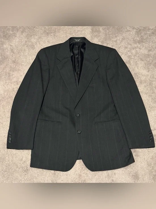 Hardy Amies Black Pinstripe Suit Jacket 40R 100% Pure Wool