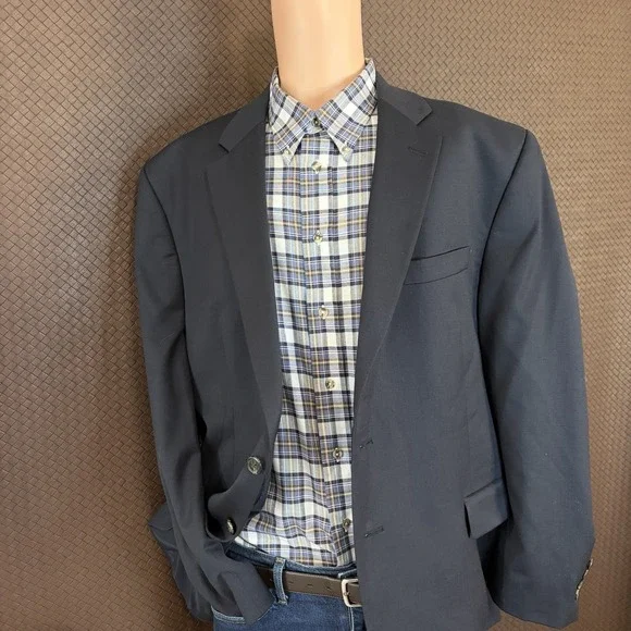 LRL Ralph Lauren Men's Black Wool Classic Blazer Sport‎ Coat Jacket Vintage 48L