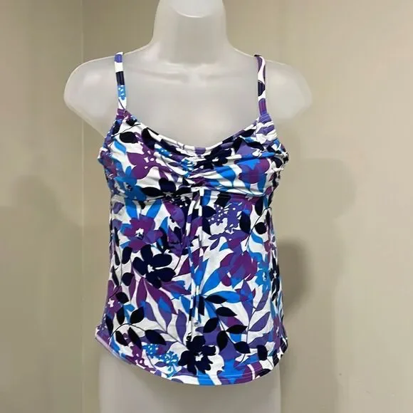 NWOT Lands' End Floral Tankini Swim Top.  Size 6 S small