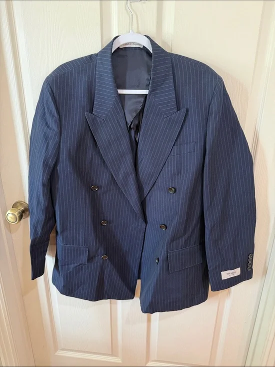 Todd Snyder Navy Pinstripe Double-Breasted Suit Jacket Sz 40S.  New