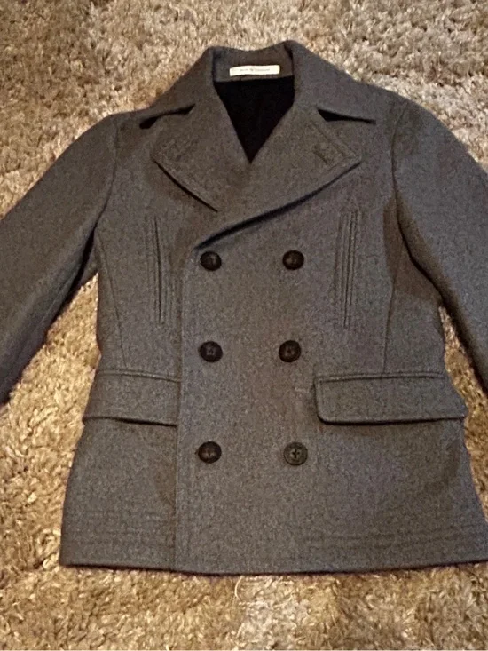Lauren Ralph Lauren Boys 16R Double-Breasted Wool Blend Peacoat - Gray