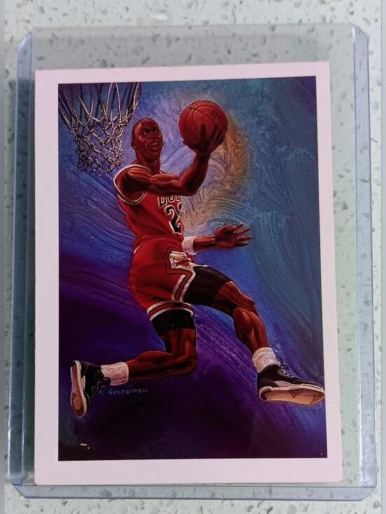 1990-91 NBA Hoops Michael Jordan Art Team Card Checklist #358 Bulls