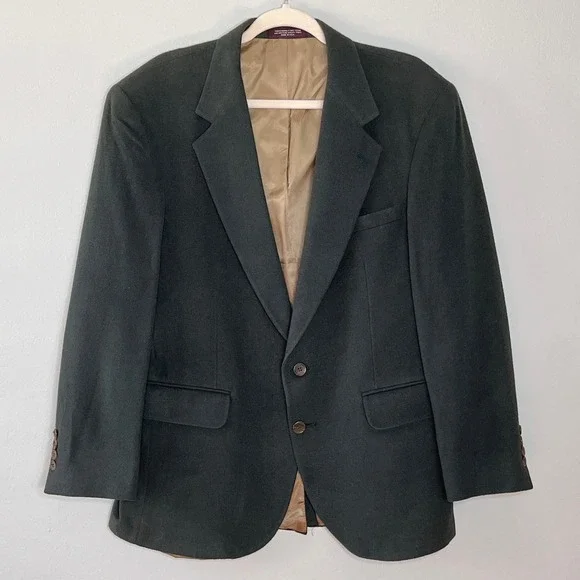 Vtg. Evan‎ Picone Robinsons May Camel Hair Blazer 40SHT Sport Coat Forrest Green