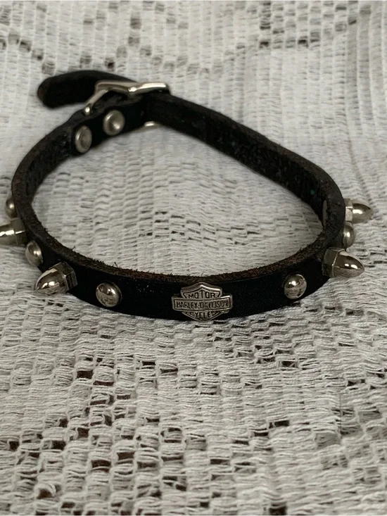 Harley-Davidson Black Leather Bracelet with Silver Logo