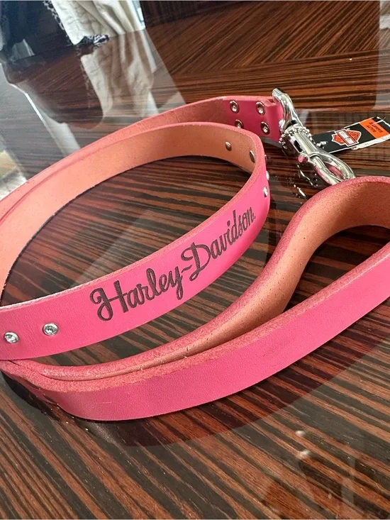Harley-Davidson Pink Leather Dog Leash With HD Emblem And Diamanté Detail NWT