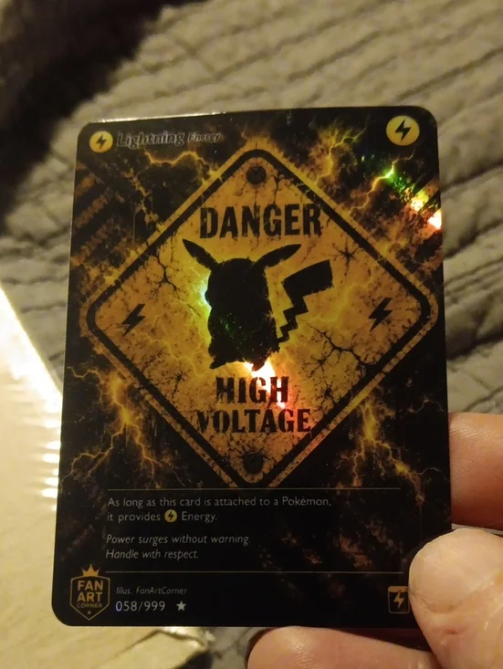 Pokemon Lightning Energy Holographic Yellow Black Fan Art Trading Card