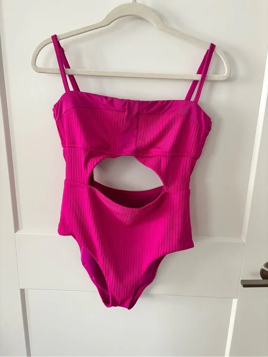 Sanctuary Fuchsia Pink Cutout One-Piece Swimsuit from Anthropologie Medium