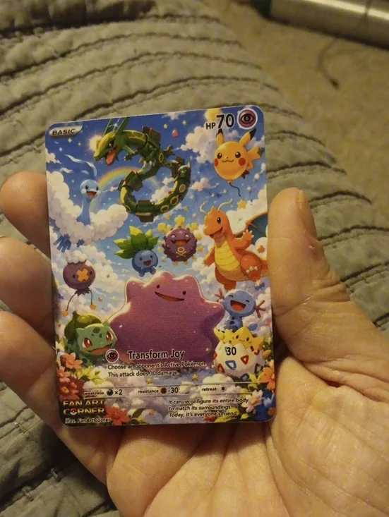 Pokemon Trading Card - Blue, Purple, Green, Yellow Artwork