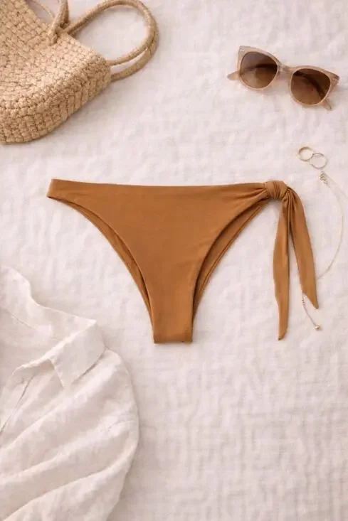 NWT Revolve x Stone Fox Swim Women's June Bikini Bottom Sandstone Side Tie SZ XS