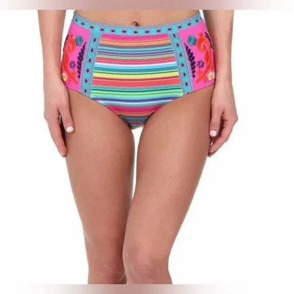 NANETTE LEPORE Flora Fiesta Embroidered Pin Up High Waist Bottom Size XS/S NWT