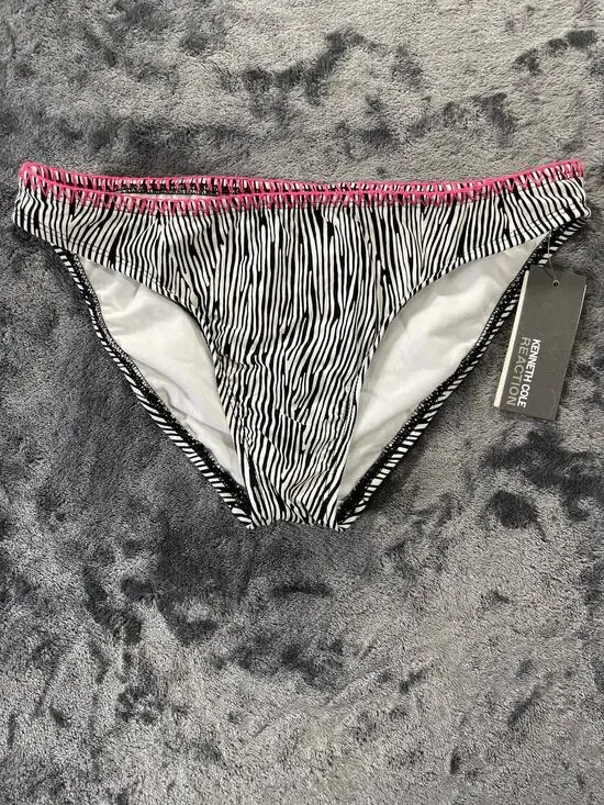 Vintage Y2K Zebra Pink Crochet Bikini Bottom Small S (2007) Kenneth Cole