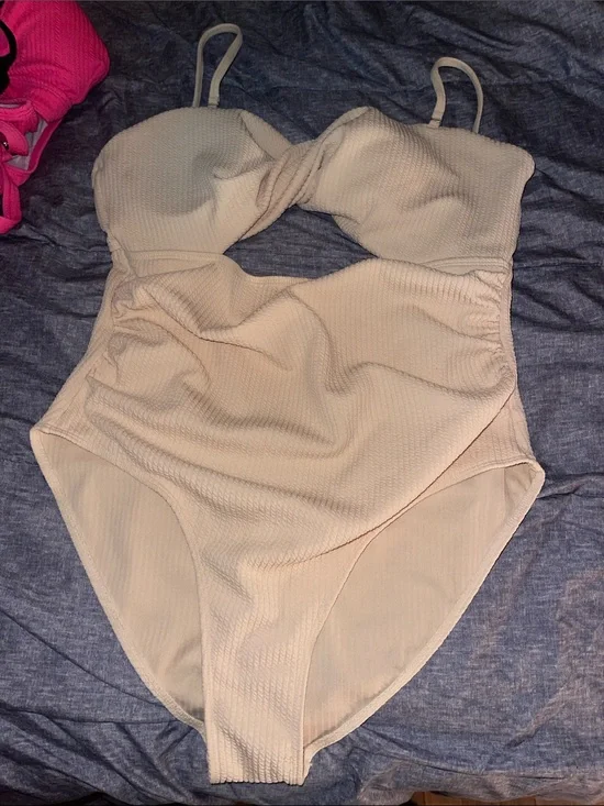 SHEIN Nude Textured One-Piece Swimsuit