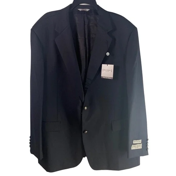 W.H. Belk Mens Navy Super‎ 120s Wool Blazer Sport Coat 50R NWT 211231 FLAW