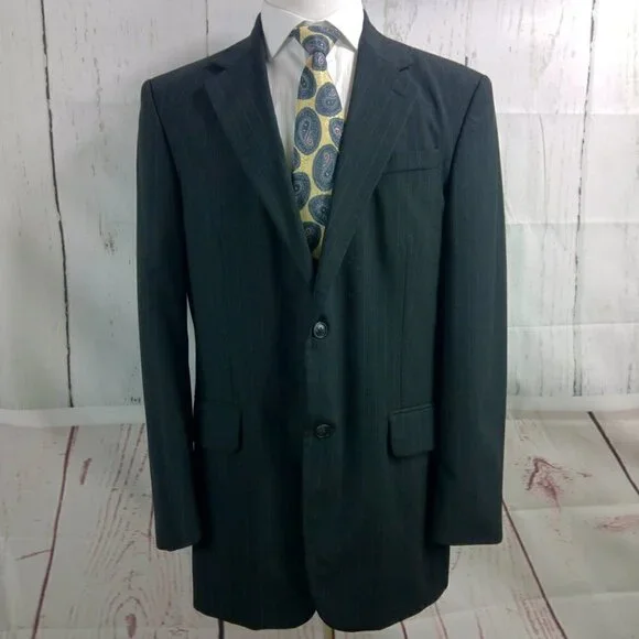 David Taylor Charcoal Striped Suit Blazer 42L