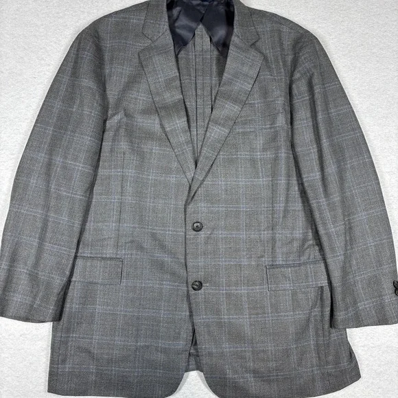 Brooks Brothers Regent Sit Jacket Unstructure 44R Gray Windowpane Reda Wool FLAW