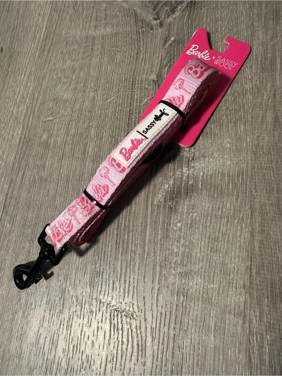 Barbie Pink Printed Dog Leash with Black Hardware