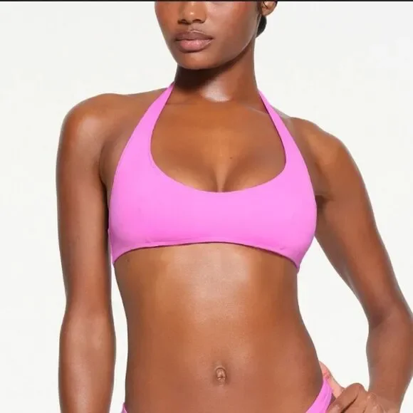 NEW Skims limited edition neon‎ orchid halter scoop signature bikini top 2X