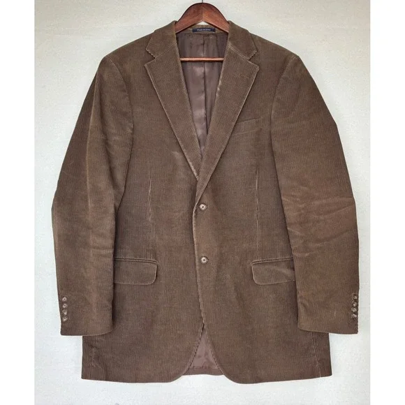 VTG LANDS' END Brown Corduroy Blazer Sport Coat Jacket Men's Office‎ Work 42L