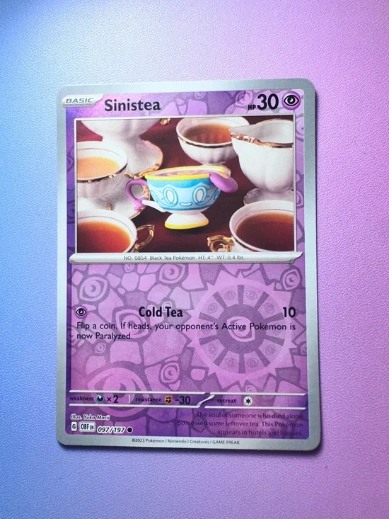 sinistea [reverse holo] - 097/197 (common) — pokemon: obsidian flames