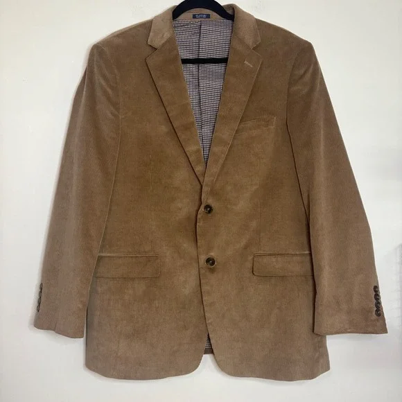 Saddlebred‎ Men's 40R Brown Corduroy Two Button Blazer Jacket Sport Coat