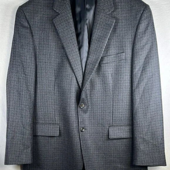 Chaps 44R VTG‎ Houndstooth Lambswool Tweed Blazer Jacket Sport Coat Madmen Suits