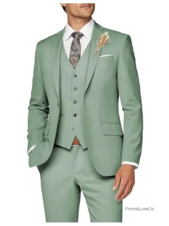 Men's 3 Piece Slim Fit Suit Set - Formal Business Wedding Tuxedo
