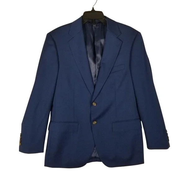 MaxDavoli Baroni Blazer Mens 40S Italian Blue Super 150s Wool Moderno MD2800
