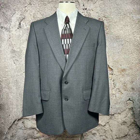 Vintage Burberrys Men's Blazer Sport Coat‎ Jacket 100% Wool Gray FLAWS SEE PICS