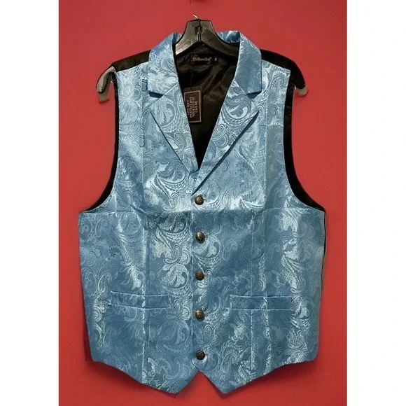 New DiBanGu Men's Carolina Blue vest and tie wear size 2XL Prom Formal Wedding‎