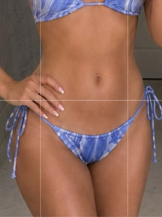 Naked Wardrobe Swim String Side Tie Bikini Bottoms Blue Marble Swirl Small