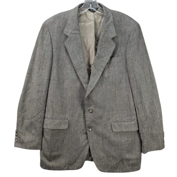 Botany 500 Houndstooth Sport Coat Men's 42R‎ Pure Silk Tweed Preppy Made in USA
