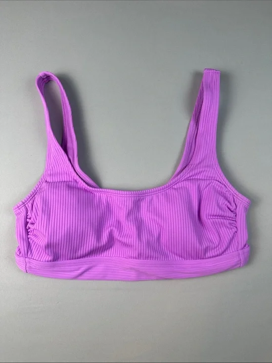Ribbed Scoop Swim Padded Bikini Top Lavender Medium Clasp