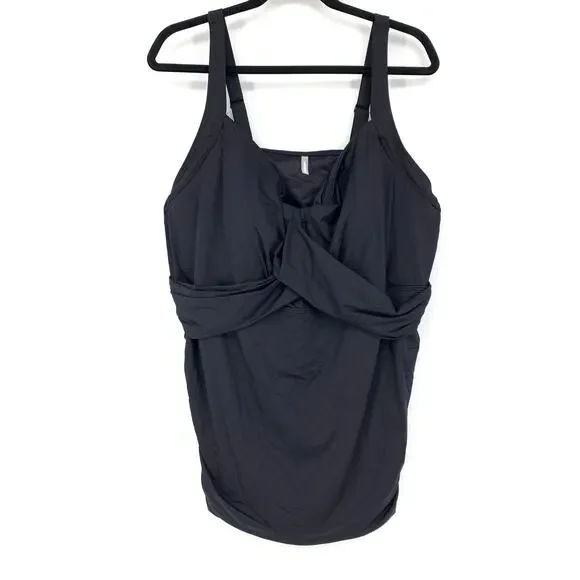 Lands' End Swimwear Women's Size 26W Tankini Top Cross Front Black