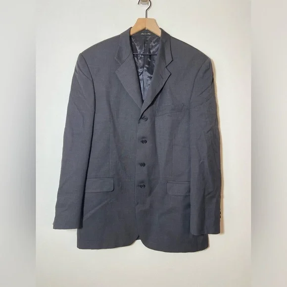 Sergio Valentino Gray 4 Button 100% Wool 52 6 L Blazer Jacket Super 100