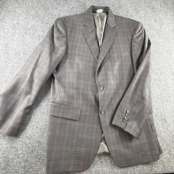 Pronto Uomo Platinum Gray Glen Plaid Wool Blend Blazer Sport Coat 41 Regular