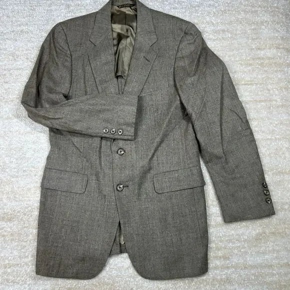 Doncaster Sport Coat Mens 42 Gray Wool Single-Vented 3 Button Flap Pockets