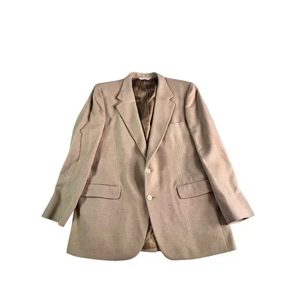 Club Room 100% Pure Cashmere Blazer Sport Coat Beige Tan 2 Button 48R? 24