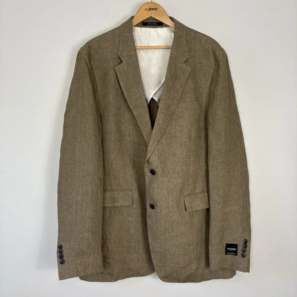 Todd Snyder Linen Sutton Jacket Sz 46L Sport Coat Blazer Unstructured Safari Tan