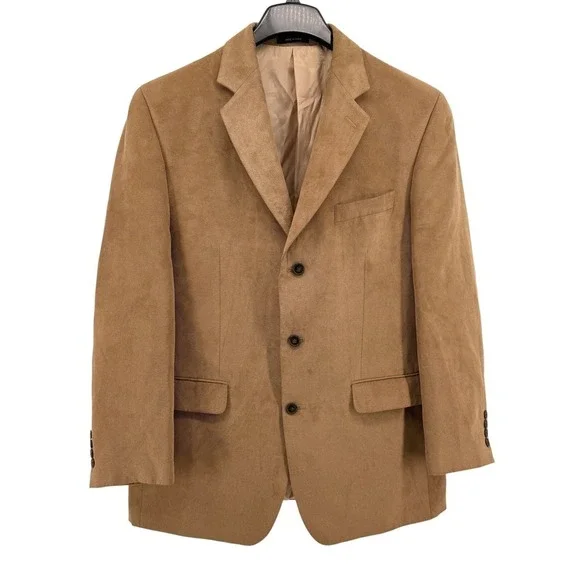 Calvin Klein Blazer Mens 40R Pre-Owned‎ Sport Coat Tan Corduroy 3-Button RN90736